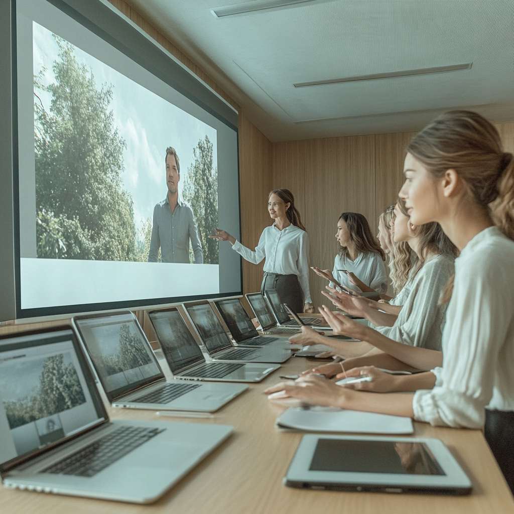 Visionary leader presenting a long-term strategic plan to their team in a sleek conference room, highlighting transformational leadership traits.