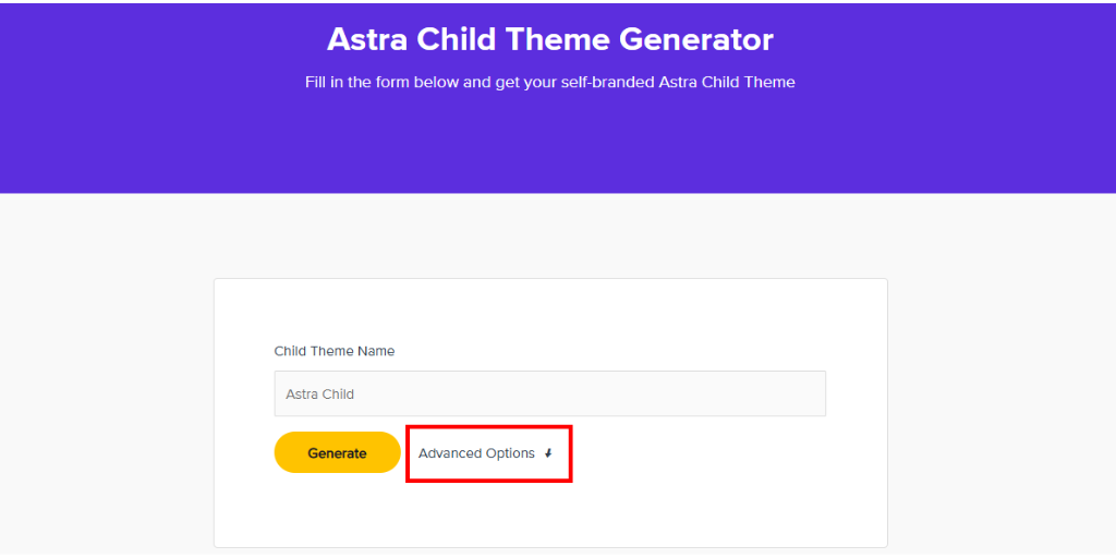 Child Theme Generator Advance Option