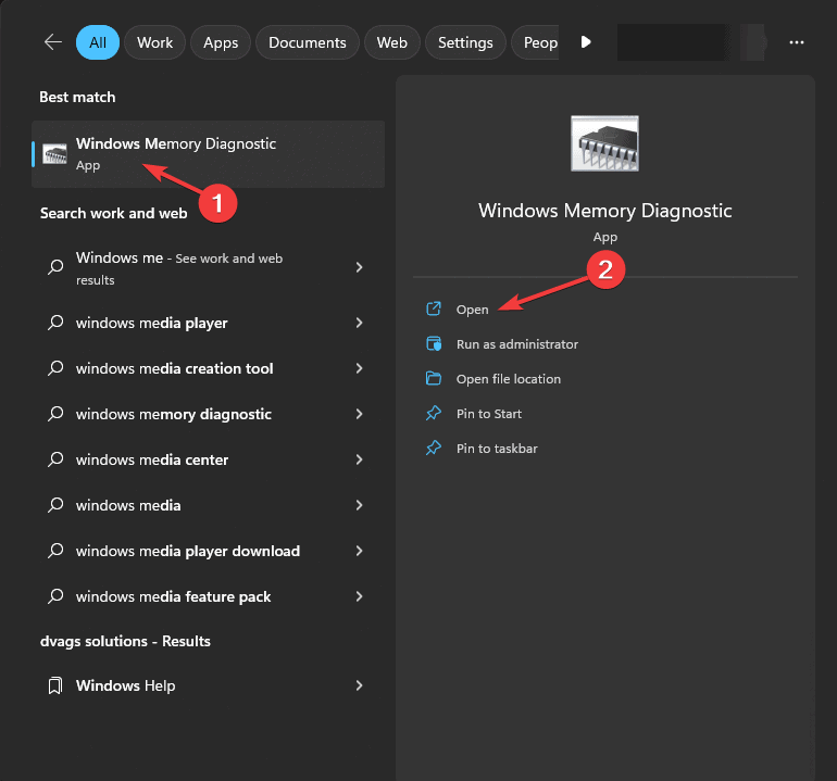 WIndows Memory diagnostic tool 