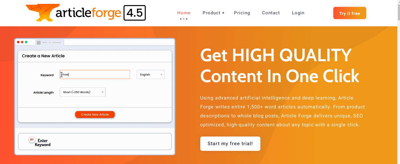 Article Forge - AI content generator