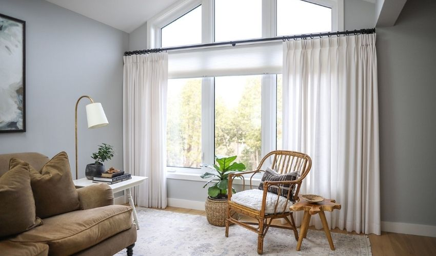 minimalist interior design-- sheer curtains