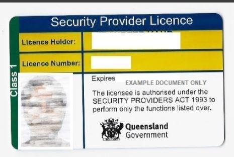 A sample QLD Security licence. 