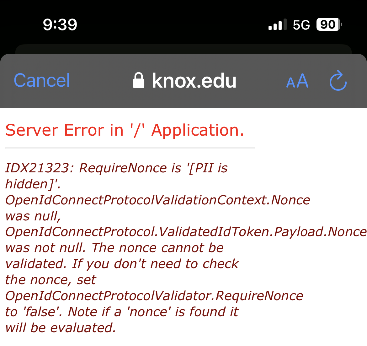 Server Error in "/" Application