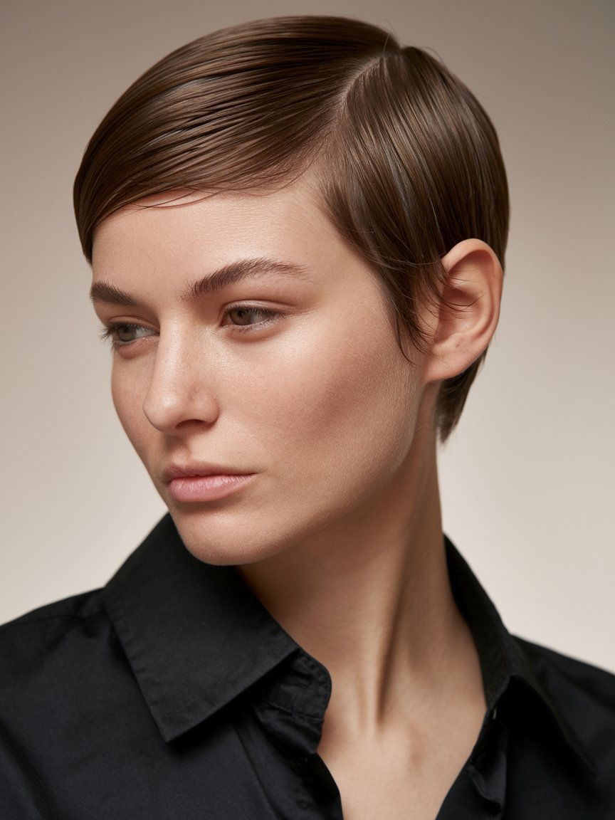 34. Sleek Pixie with Subtle Taper