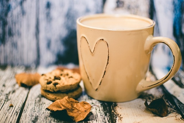 coffee, cup, cookies