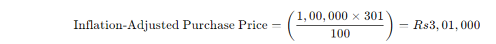 The inflation-adjusted purchase price is calculated as