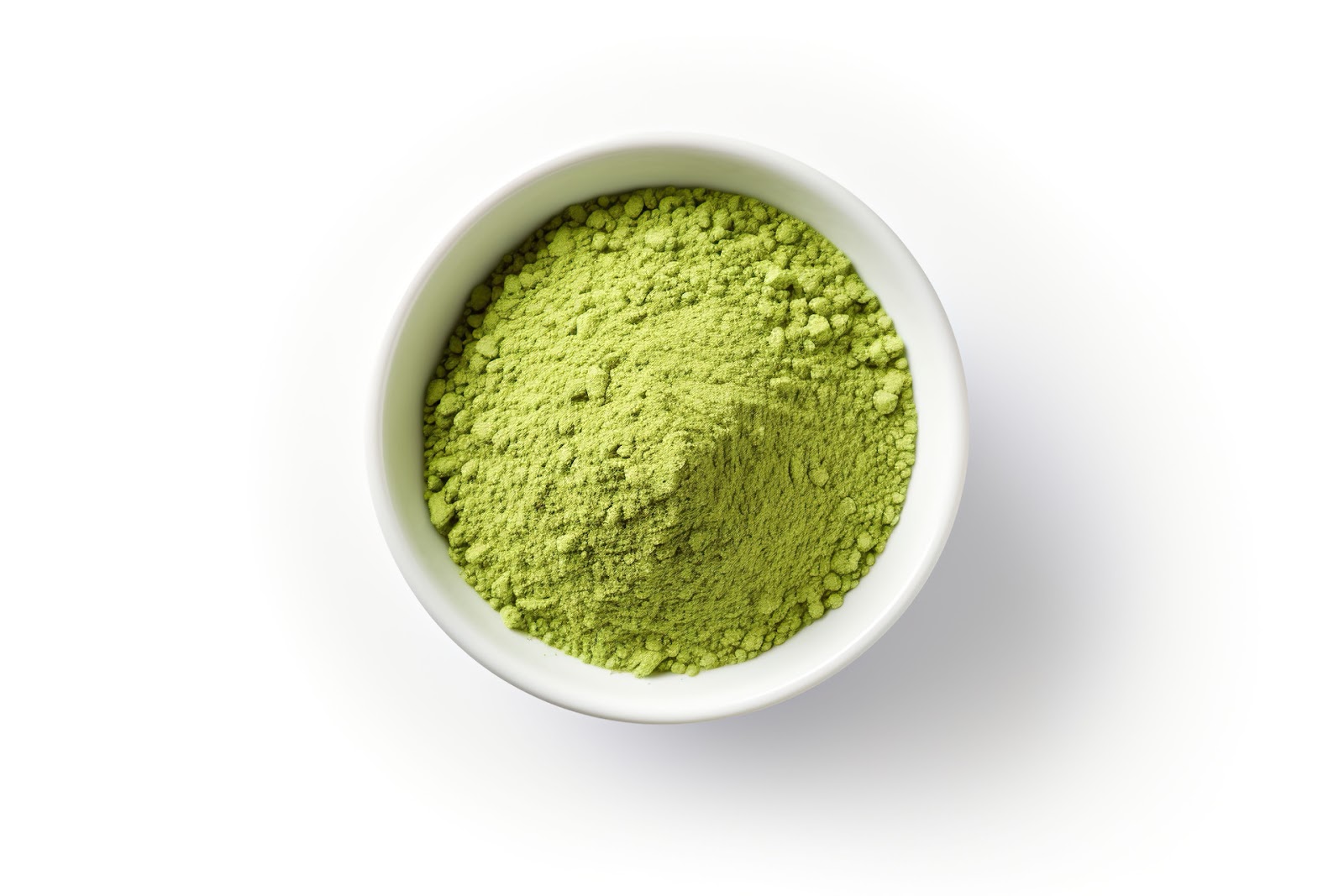 Recipient alb rotund cu pudra de matcha