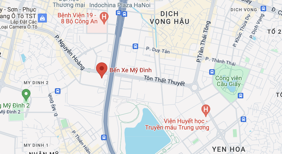 pick up drop off point of manh quan bus in hanoi: my dinh bus station