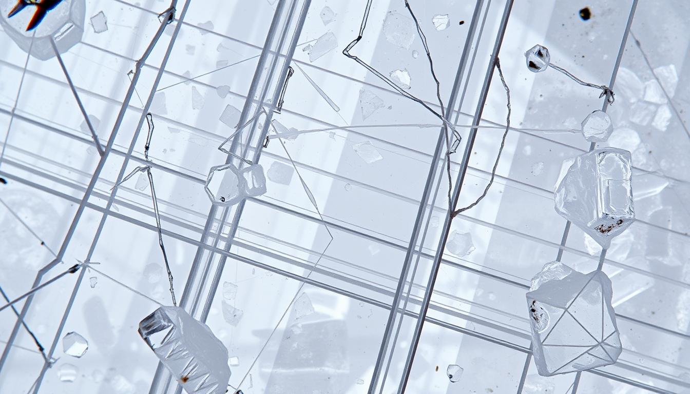Microscopic image of shocked quartz showing distinctive planar deformation features that only form during meteorite impacts