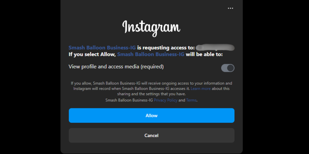 Allow Instagram Connection