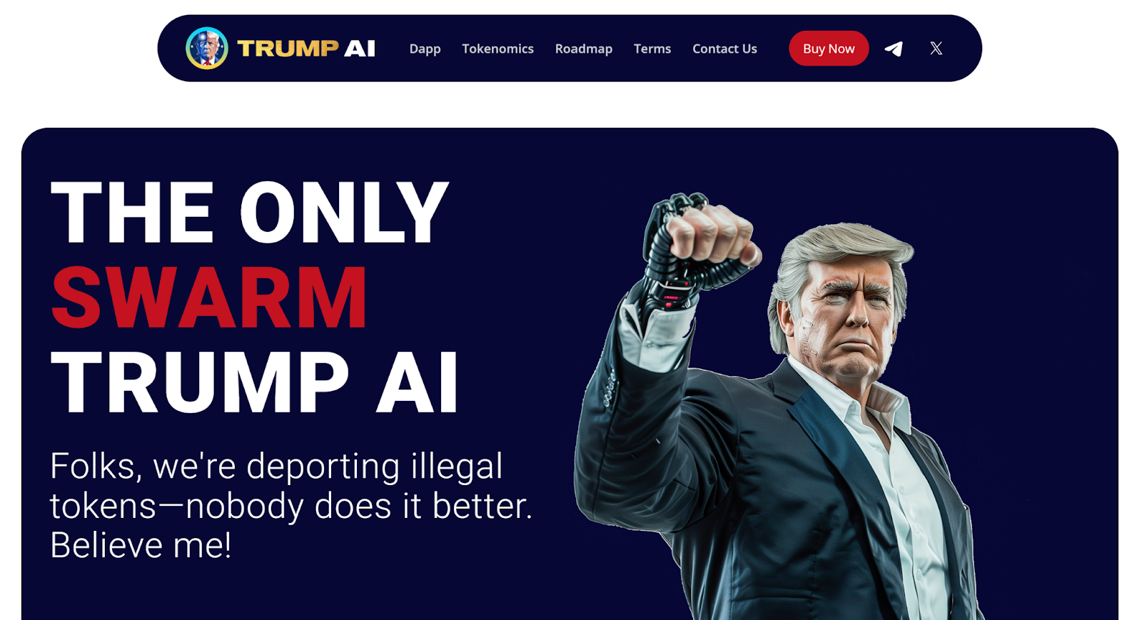 Trump AI new crypto homepage