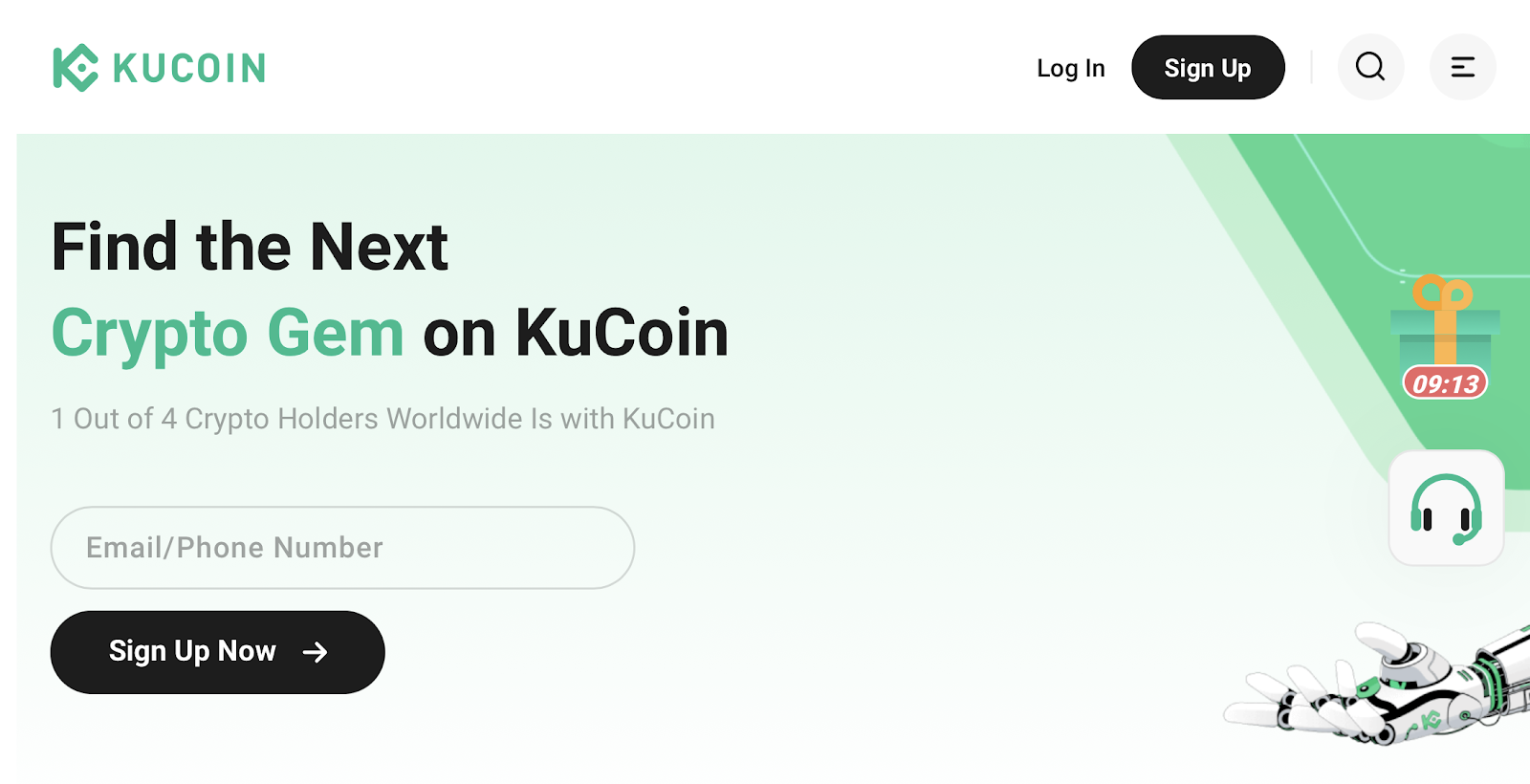 KuCoin homepage