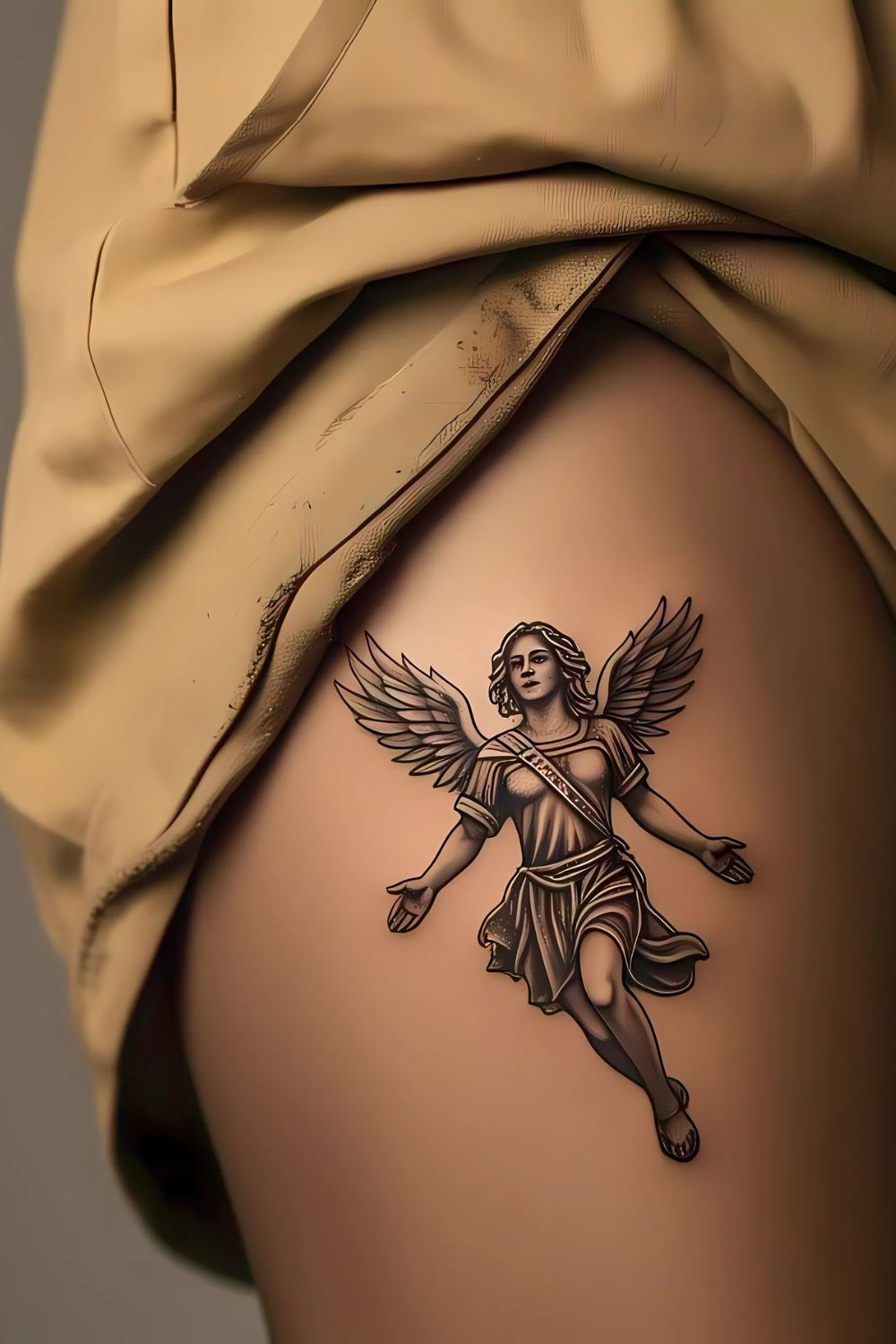 Saint Michael Tattoo on the Leg or Thigh