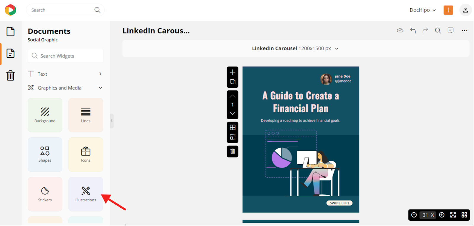 how to make a LinkedIn carousel post using illustrations