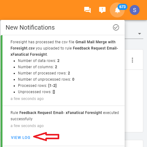 Mail Merge in Gmail using xFanatical Foresight- Result Notification