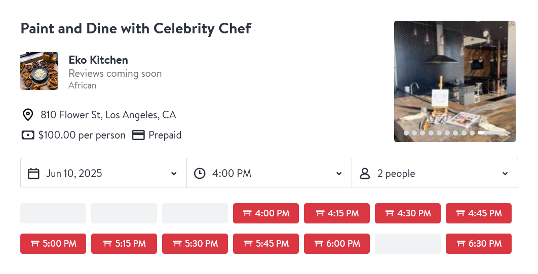OpenTable dashboard