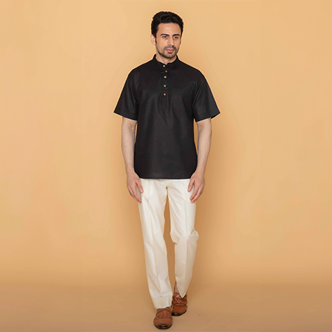 Black Solid Short Kurta