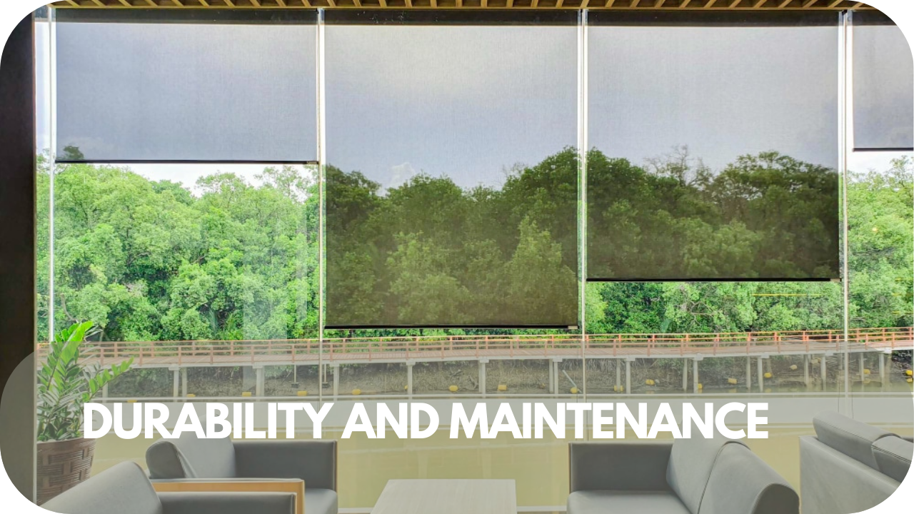 Close-up of durable café blinds designed for easy cleaning and long-lasting use.