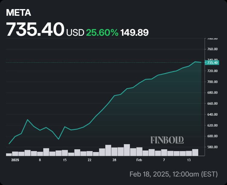 Chart showing Meta shares' perfomance in 2025.