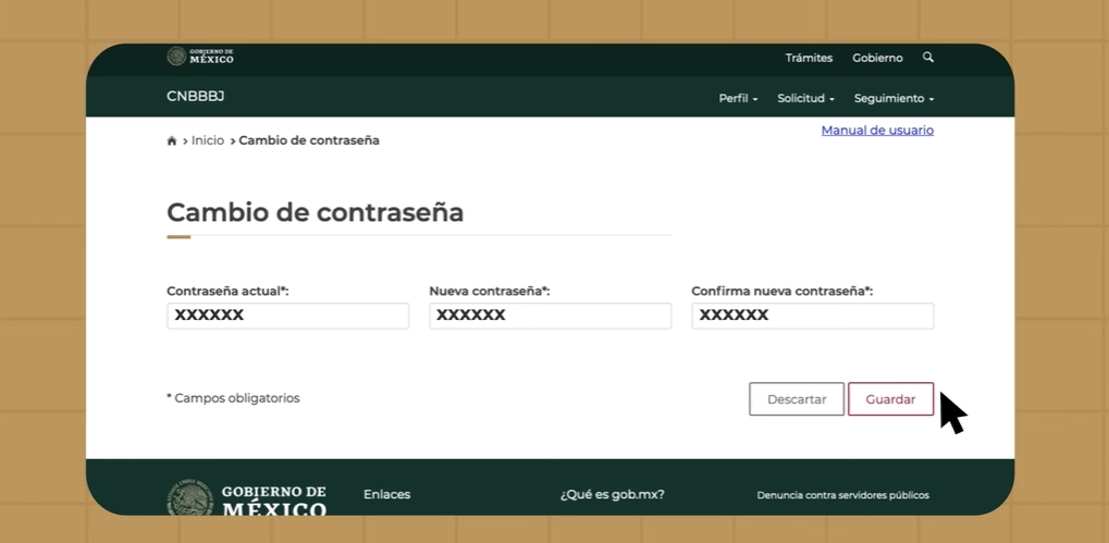 Toca "Ahorrar" y aparecerá un mensaje de confirmación del cambio de contraseña.