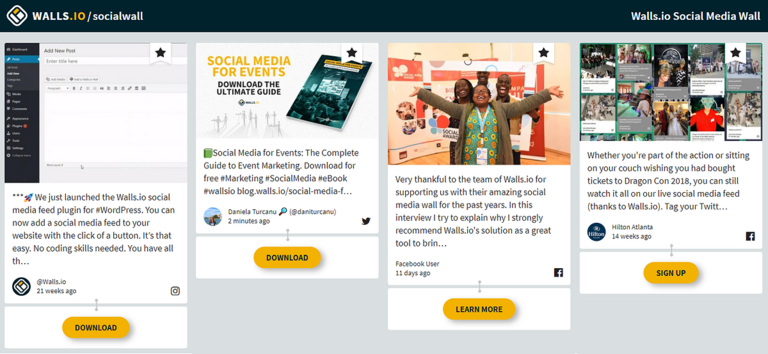 An example image of a social media aggregator provider Walls.io