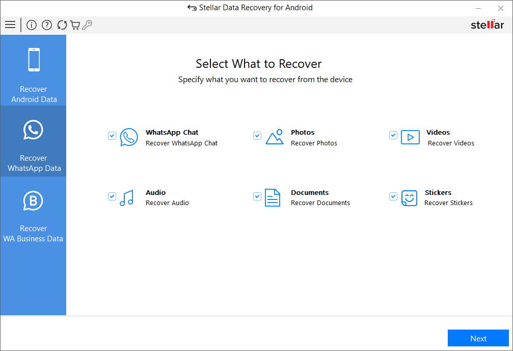 select the types of files you want to recover