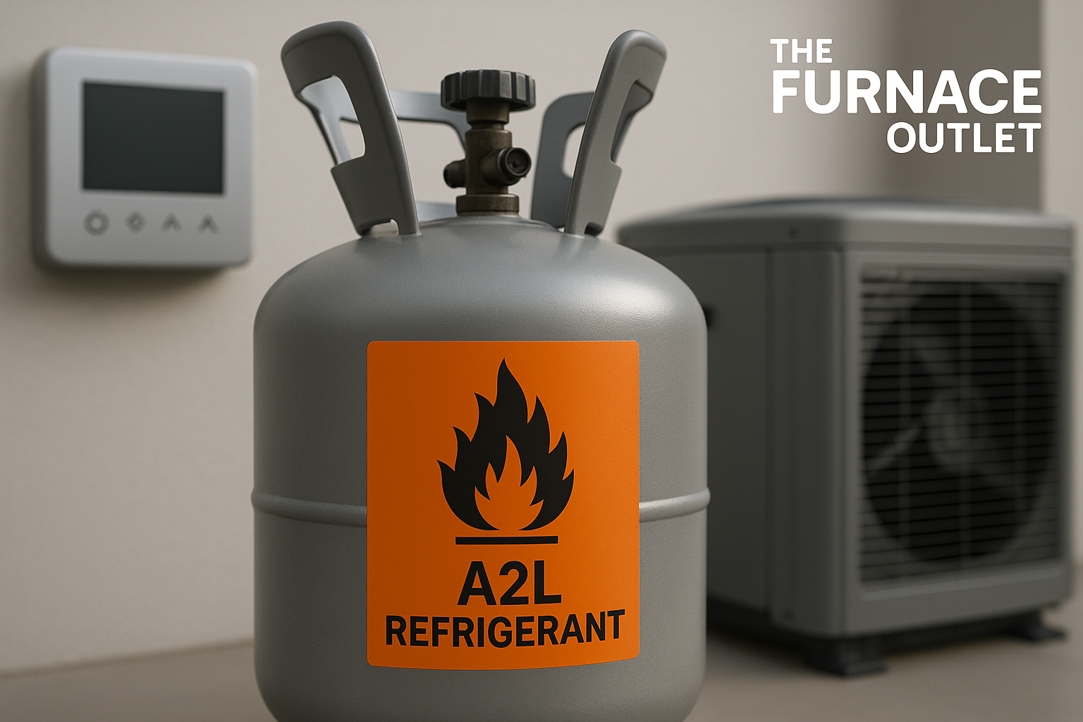 Side-by-side comparison of EPA, OSHA, GHS, and EU F-Gas refrigerant labeling requirements on sample labels.