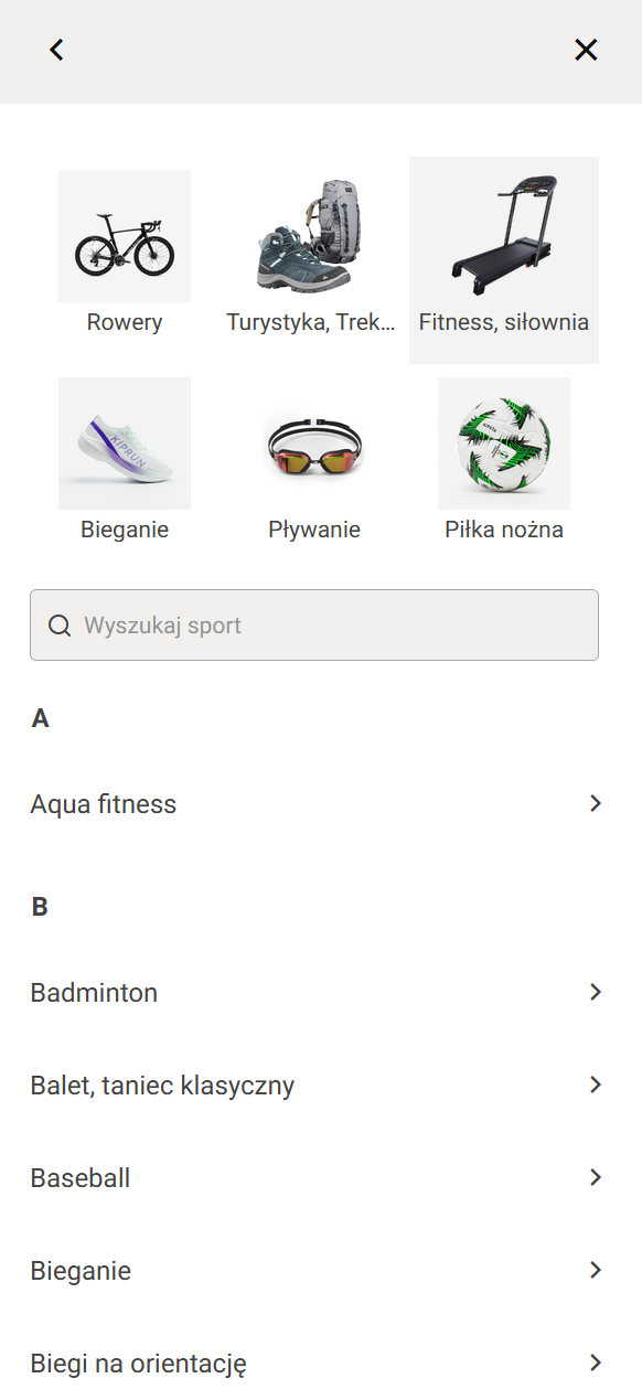  Alfabetyczny rozkład kategorii w sklepie Decathlon – rozwiązanie dla dużych e-commerce.