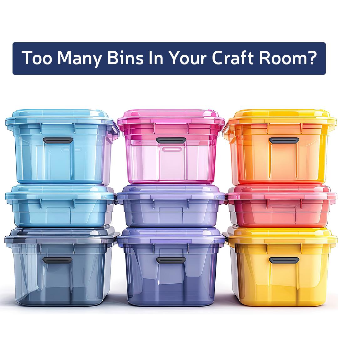 Too Many Bins In Your Craft Room? and picture of transparent colored bins