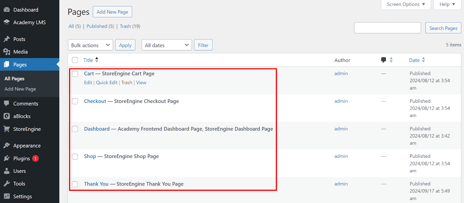StoreEngine Default Pages