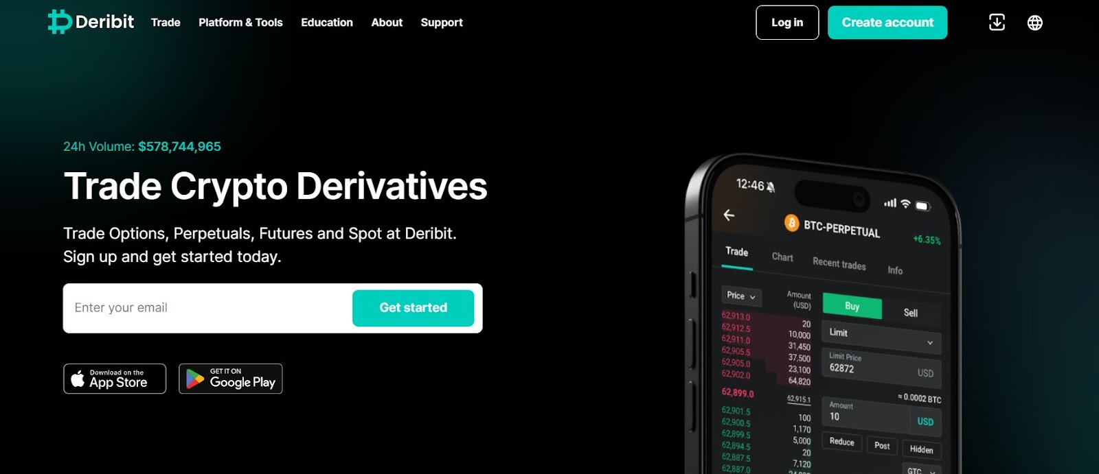 Deribit crypto options exchange