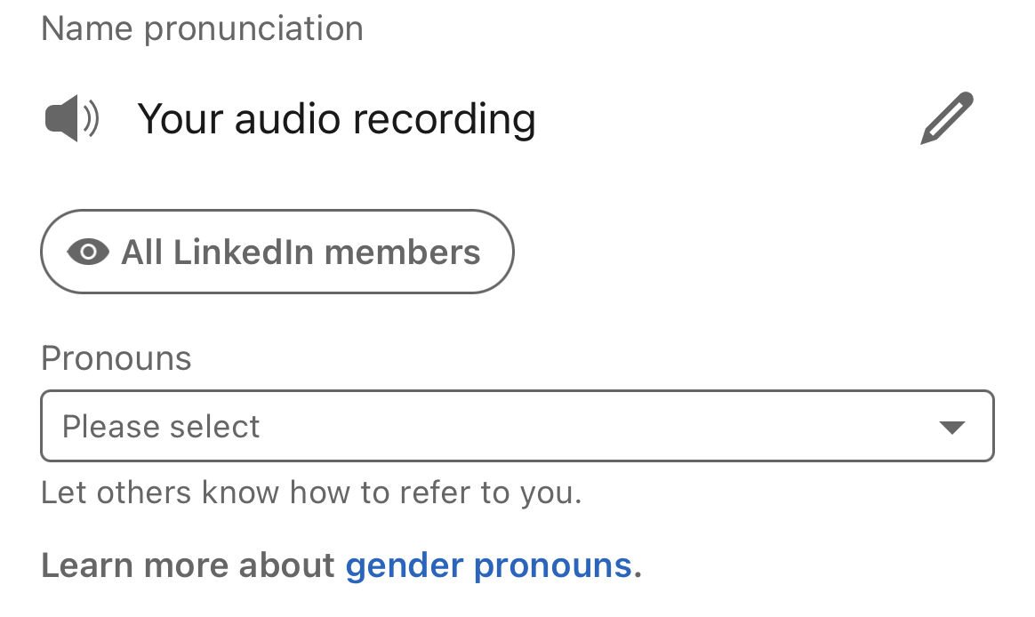 Add name pronunciation - LinkedIn features