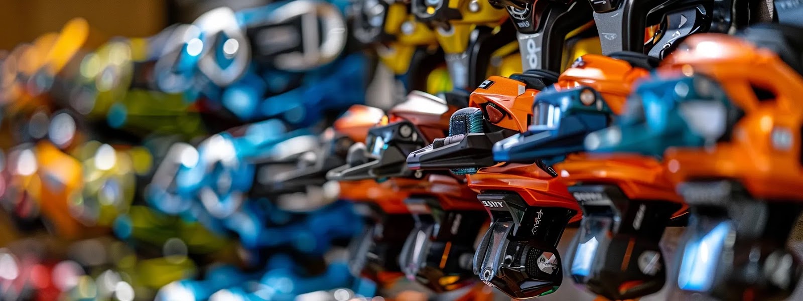 a skier carefully examining a selection of sturdy, reliable backcountry ski bindings for optimal safety and performance.