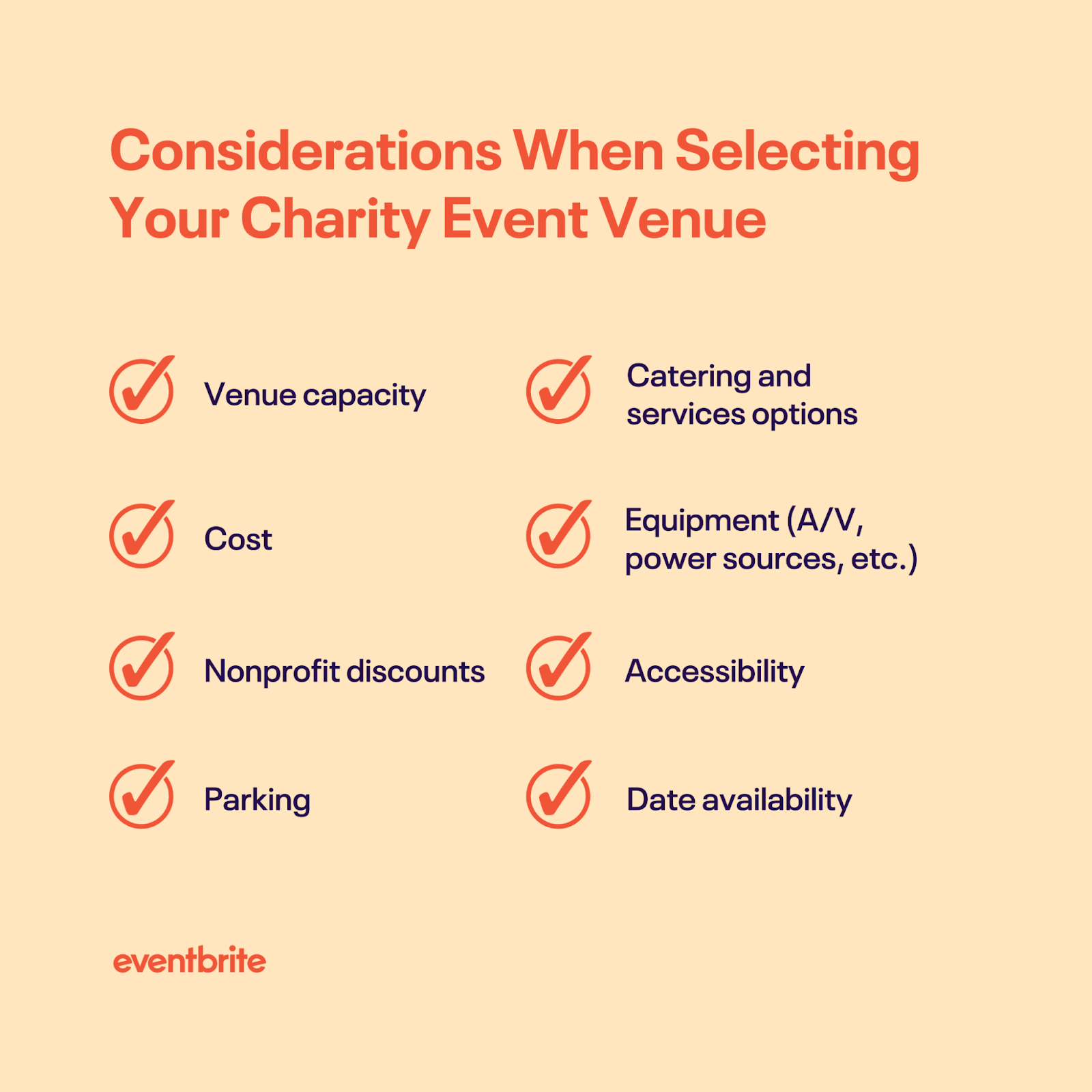 List of things to consider when selecting a venue