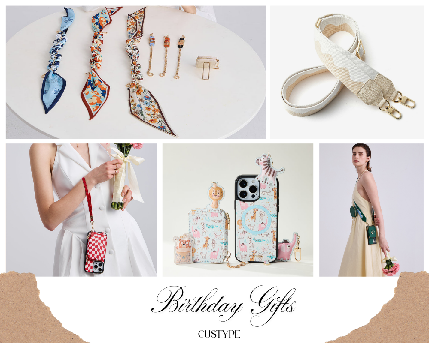 Brown and White Simple Wedding Photo Collage
