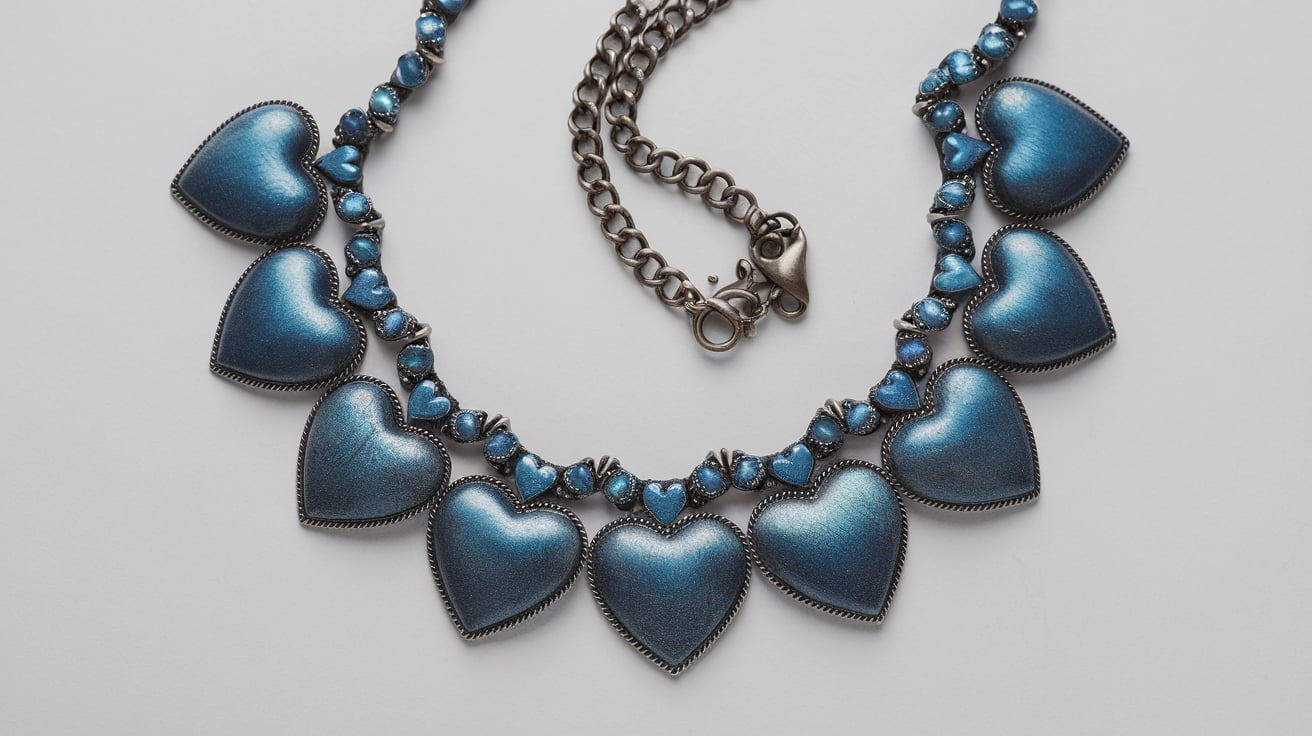 Vintage Mary DiMarco Hearts Necklace Blue