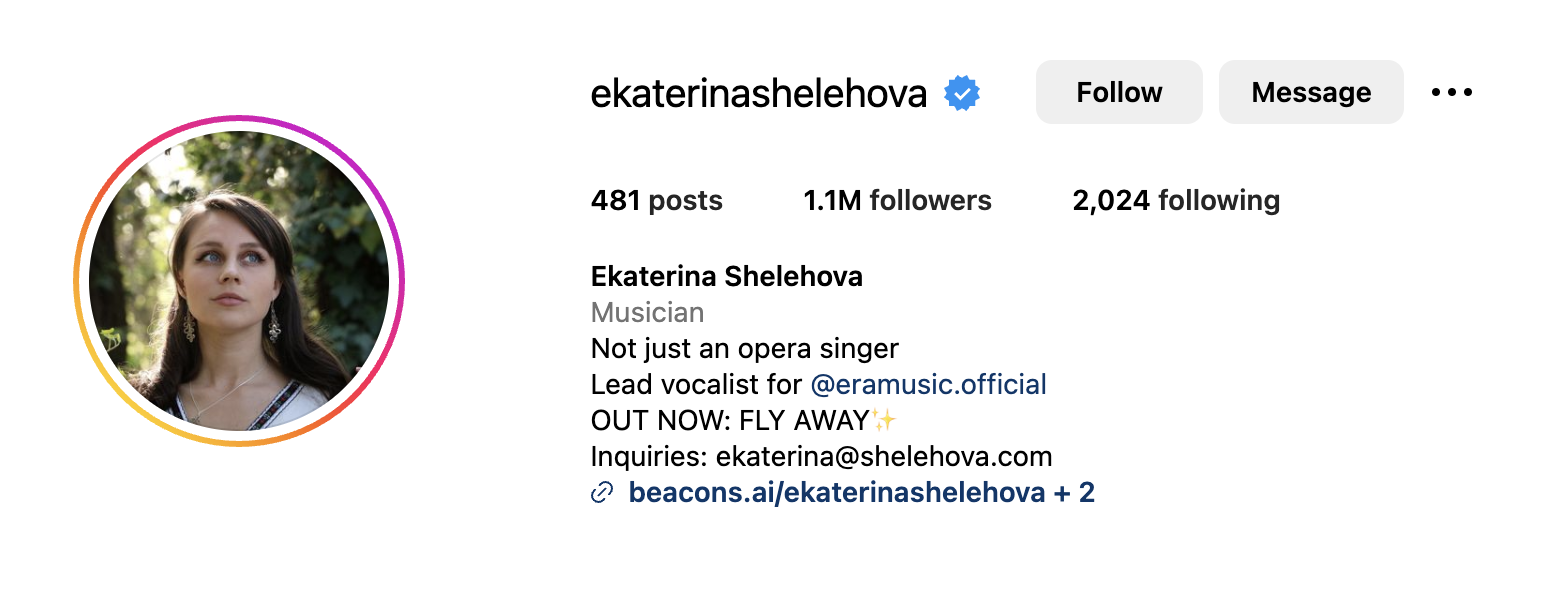 Ekaterina Shelehova, Instagram Account