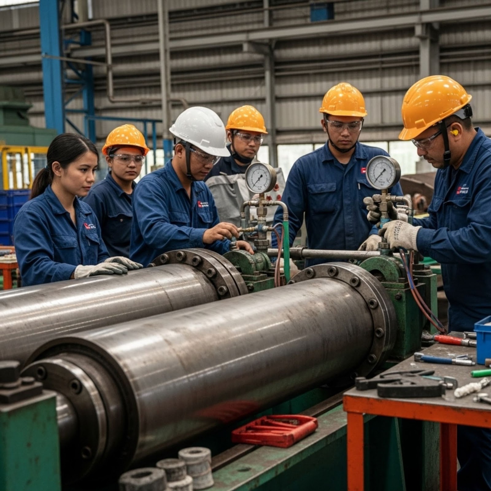 Pressure Testing Phase of Sugar Mill Toothed Roller Pressure Feeder 