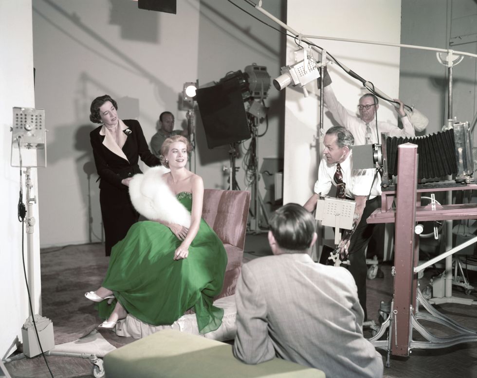 <p>Wearing a green dress for St. Patrick's Day during a photo shoot in 1954.</p>