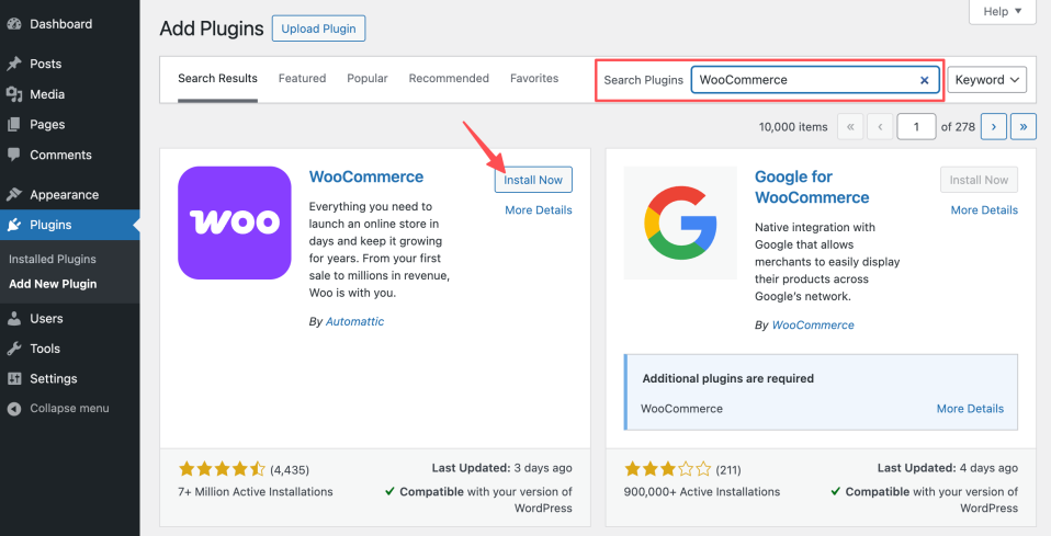 woocommerce plugin dashboard
