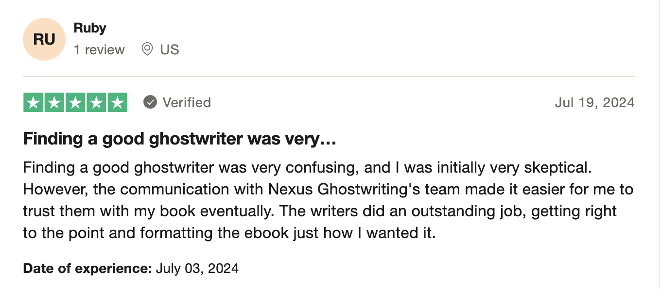 Good Review Of Nexus Ghostwriting