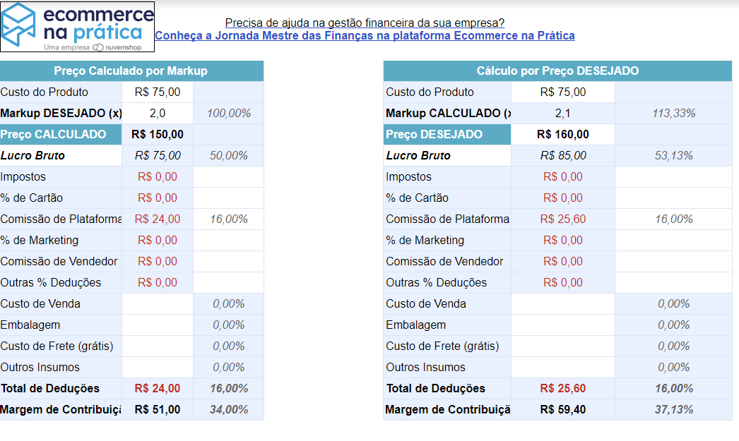 Planilha de precificação gratuita