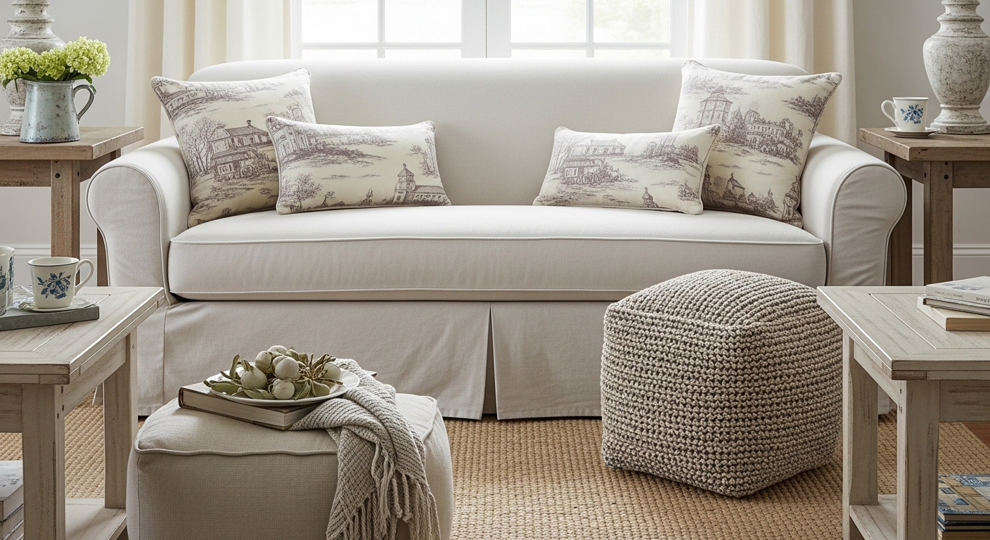 Slipcovered Sofa in a living room