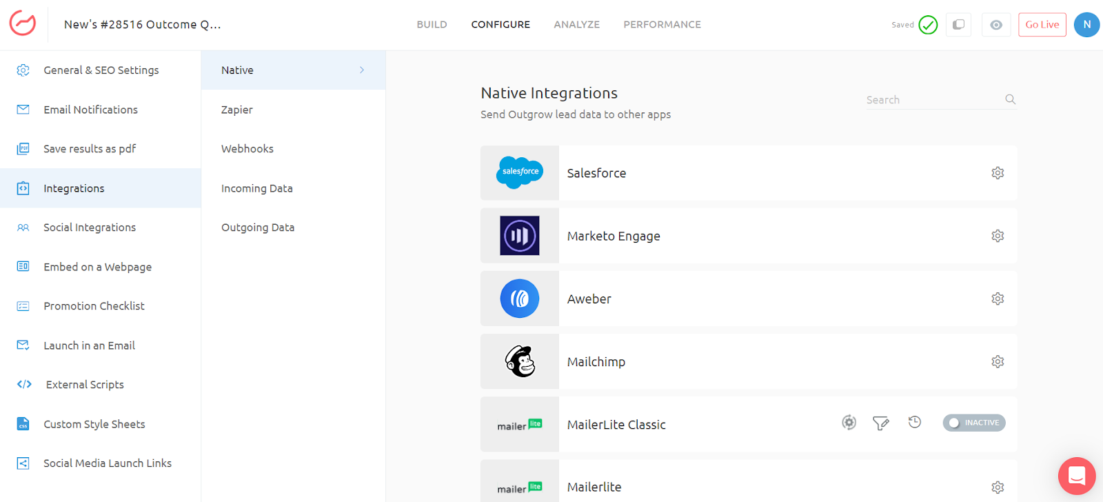 Outgrow's integrations