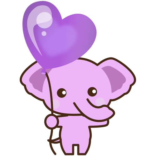 Elefante rosa bonito com um balão