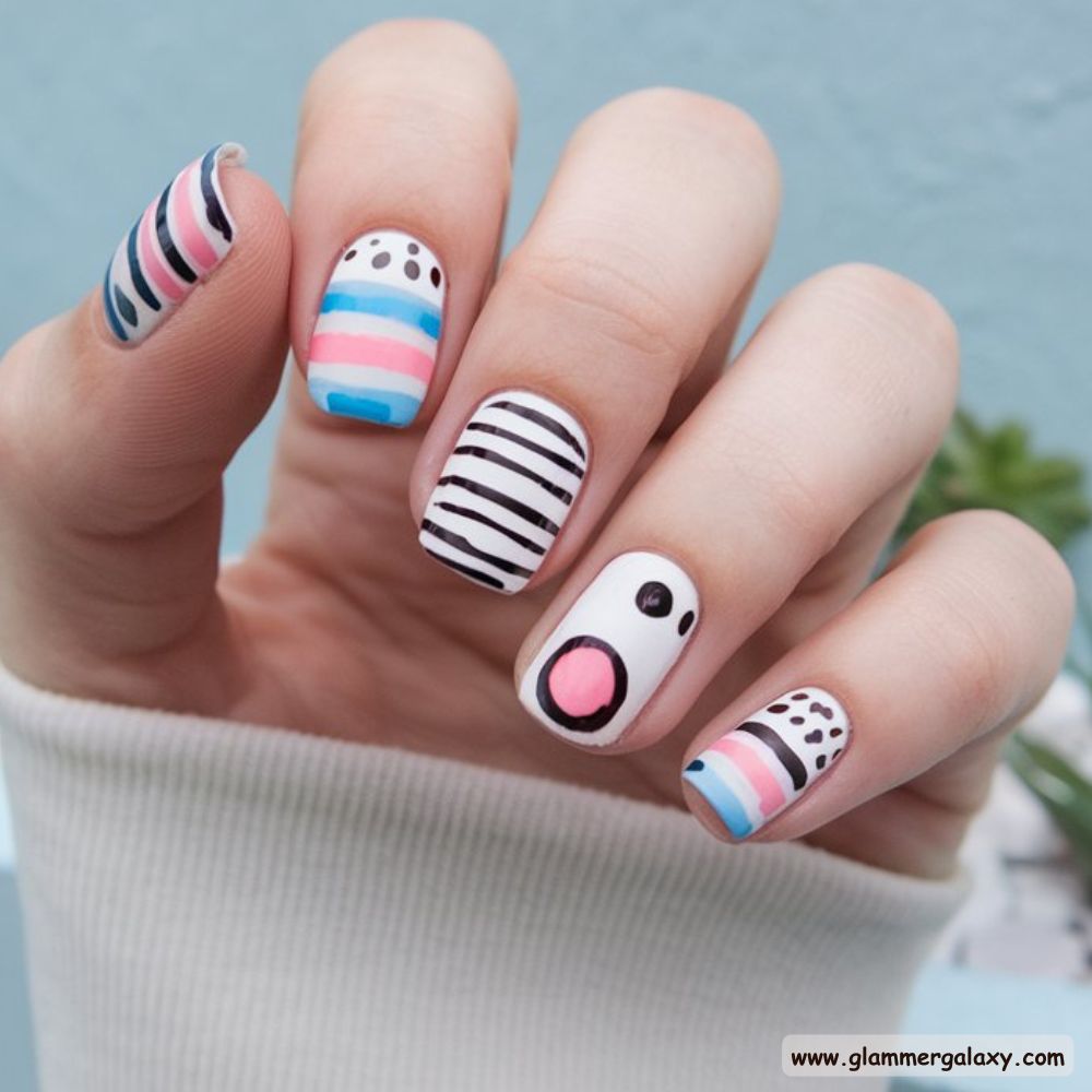 Birthday Nail Designs having Mix-and-Match Nail Art
