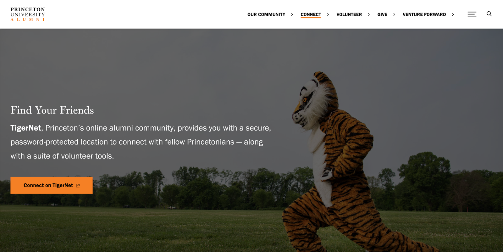 TigerNet screenshot; Princeton online alumni website.