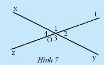 CHƯƠNG 4: GÓC VÀ ĐƯỜNG THẲNG SONG SONGBÀI 1: CÁC GÓC Ở VỊ TRÍ ĐẶC BIỆT1. HAI GÓC KỀ BÙ Bài 1: a) Quan sát Hình 1 và cho biết hai góc xOy  và  yOz có:- Cạnh nào chung?- Điểm trong nào chung?b) Hãy đo các góc xOy; yOz; xOz trong Hình 1 rồi so sánh tổng số đo của xOy và yOz với xOzc) Tính tổng số đo của hai góc mOn và nOp trong Hình 2.Đáp án chuẩn:a) Oy chung, không có điểm trong chung.b) xOy = 30o ; yOz = 45o ; xOz = 75o  xOy+yOz=xOzc) 180oThực hành 1: Quan sát Hình 5.a) Tìm các góc kề với tOzb) Tìm số đo của góc kề bù với mOnc) Tìm số đo của nOyd) Tìm số đo của góc kề bù với tOzĐáp án chuẩn:a) zOn;  zOy;  zOmb) 150oc)  90od) 135oVận dụng 1: Hình 6 mô tả con dao và bàn cắt. Hãy tìm hai góc kề bù có trong hình. Đáp án chuẩn:xOy và  yOz.2. HAI GÓC ĐỐI ĐỈNH Bài 2: Cho hai đường thẳng xy và zt cắt nhau tại O (Hình 7). Ta gọi tia Oy là tia đối của tia Ox và gọi tia Ot là tia đối của tia Oz. Hãy cho biết quan hệ về cạnh, quan hệ về đỉnh của O1 và O3 Đáp án chuẩn:O1 và O3 có mỗi cạnh của góc này là cạnh đối của một cạnh của góc kia.O1 và O3 có chung đỉnh.Thực hành 2: a) Vẽ hai đường thẳng ab và cd cắt nhau tại điểm I. Xác định các cặp góc đối đỉnh trên hình vẽb) Vẽ góc xOy rồi vẽ góc tOz đối đỉnh với góc xOyc) Cặp góc xDy và zDt trong Hình 8a và cặp góc xMz và tMy trong Hình 8b có phải là các cặp góc đối đỉnh hay không? Hãy giải thích tại sao?Đáp án chuẩn:a) Các cặp góc đối đỉnh trên hình vẽ là: aId và bIc ; aIc và bIdb) c) Cặp góc xDy và zDt trong Hình 8a và cặp góc xMz và tMy trong Hình 8b không phải là các cặp góc đối đỉnh vì mỗi cạnh của góc này không là cạnh đối của một cạnh của góc kiaVận dụng 2: Hai chân chống AB và CD của cái bàn xếp ở Hình 9 cho ta hình ảnh hai đường thẳng cắt nhau tại điểm O. Hãy chỉ ra các góc đối đỉnh trong hình. Đáp án chuẩn: DOB và COA;  BOC và AOD3. TÍNH CHẤT CỦA HAI GÓC ĐỐI ĐỈNHBài 3: Quan sát hình 10.a) Hãy dùng thước đo góc để đo O1 và O3 So sánh số đo hai góc đó.b) Hãy dùng thước đo góc để đo O2 và O4. So sánh số đo hai góc đóĐáp án chuẩn:a) O1 = 135o ; O3 = 135o  O1= O3b) O2= 45o ; O2= 45o O2= O4Thực hành 3: Quan sát hình 12a) Tìm góc đối đỉnh của yOv. b) Tính số đo của uOzĐáp án chuẩn:a) zOu b) 110∘Vận dụng 3: Tìm số đo x của uOt trong Hình 12.Đáp án chuẩn:x = 70∘BÀI TẬP