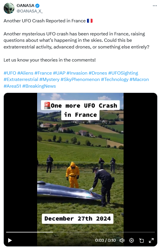 AI-Generated Video of a UFO Crash in France