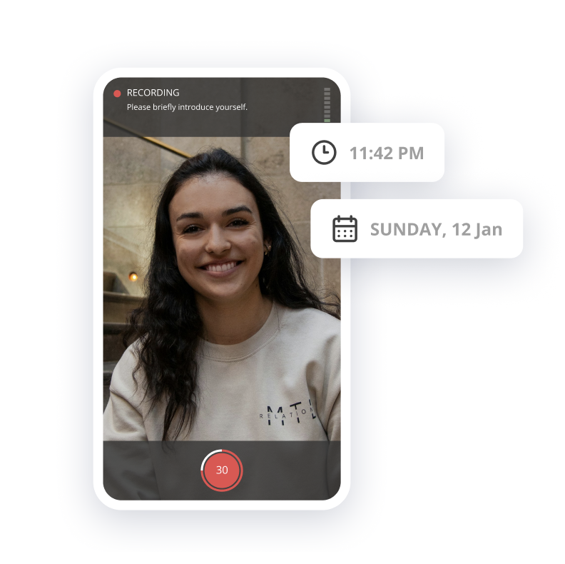 Candidate recording an asynchronous video interview using ASTRNT platform.